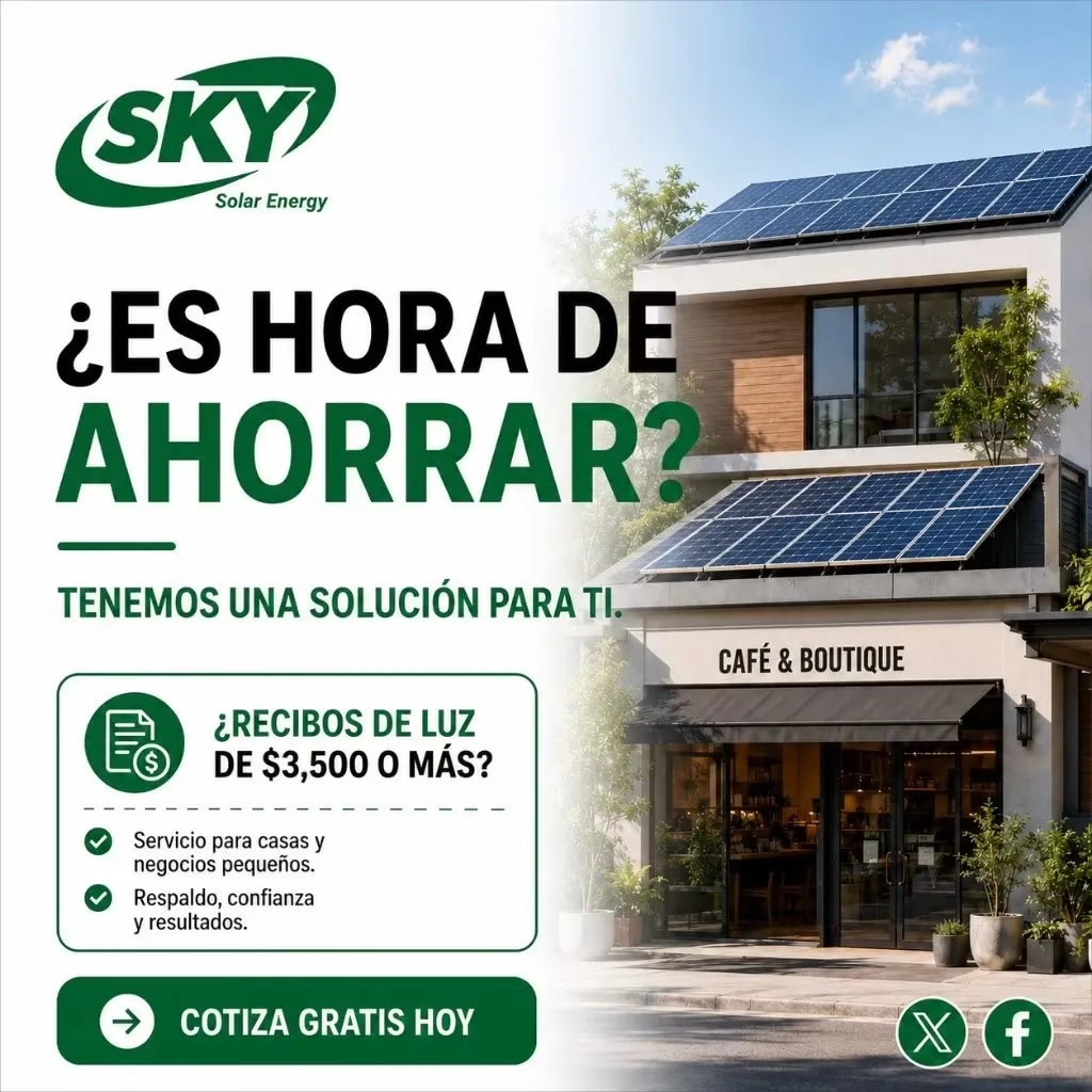 Casa y pequeño negocio con paneles solares